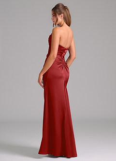 Azazie Lucille Abiti da Damigella Abito Convertibile Sirena in Raso Elasticizzato Senza Cinturino Melograno image4