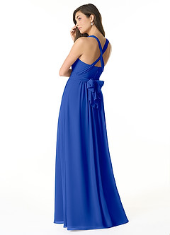 Azazie Olani Abiti da Damigella Abito Convertibile A-Line in Chiffon a Spalla Scoperta Blu Reale image3