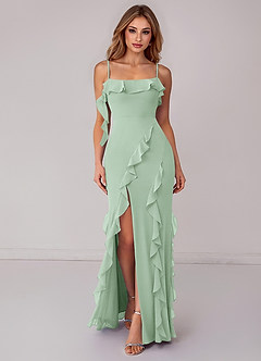 Azazie Malia Bridesmaid Dresses Agave Sheath Ruched Chiffon Dress image1