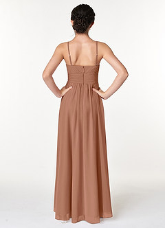 Azazie Catalina Junior Abito A-Line in Chiffon Increspato Bronzo image2