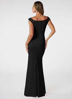 Azazie Nicolina Bridesmaid Dresses Black Mermaid Square Neckline Stretch Crepe Dress image2