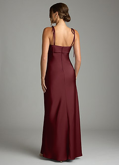 Azazie Ellia Bridesmaid Dresses Cabernet Sheath Bow Stretch Satin Dress image5