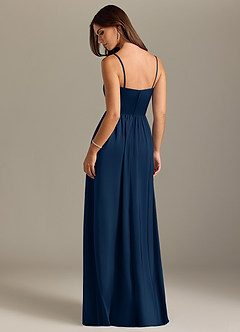 Azazie Calianna Bridesmaid Dresses Dark Navy A-Line Off the Shoulder Stretch Satin Convertible Dress image2