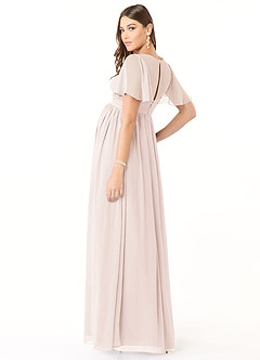 Azazie Verna Maternity Bridesmaid Dresses A-Line V-Neck Ruched Chiffon Floor-Length Dress image4