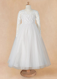 Azazie Elodie Robe Demoiselle D'honneur Fillette Robe Princesse en Dentelle Ivoire image10