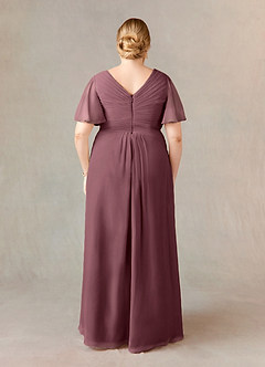 Azazie Morning Glory Mother of the Bride Dresses Sangria A-Line V-Neck Ruched Chiffon Dress image5
