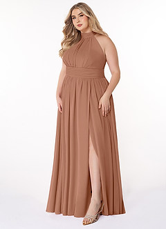 Azazie Iman Bridesmaid Dresses Bronzer A-Line A-Line Ruched Chiffon Dress image10