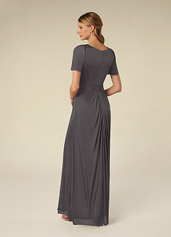 Azazie Bessie Mother of the Bride Dresses Steel Grey A-Line Pleated Mesh Dress image5