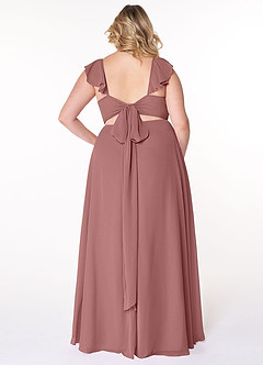 Azazie Everett Bridesmaid Dresses Desert Rose A-Line V-neck Ruched Chiffon Dress image7
