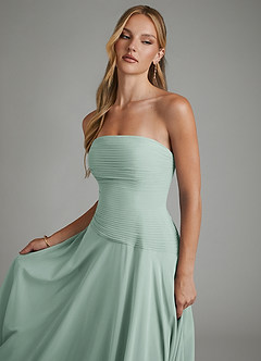 Azazie Layla Bridesmaid Dresses Agave A-Line Strapless Chiffon Dress image6