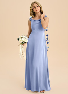 Azazie Gumdrop Junior Ice Empire Pleated Stretch Satin Dress image2