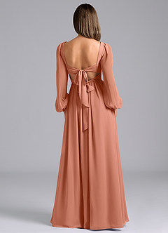 Azazie Zeya Bridesmaid Dresses MAI TAI A-Line Long Sleeve Chiffon Dress image2