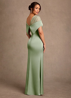 Azazie Henrieta vestidos de madre de la novia Vestido de Salvia Polvorienta de Satén Elástico de Corte Recto con Encaje image2