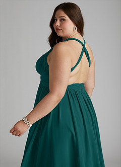 Azazie Ashia Bridesmaid Dresses Peacock A-Line Pleated Chiffon Dress image8