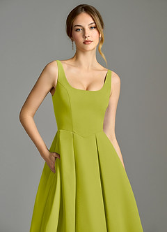 Azazie Amalie Bridesmaid Dresses Lemongrass A-Line Pleated Chiffon Dress image7