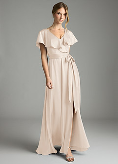 Azazie Lainey Bridesmaid Dresses White Alabaster A-Line with Pockets Stretch Satin Dress image4