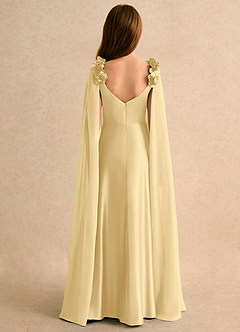Azazie Rosita Girls Formal Blumenmädchenkleider A-Linie Plissee Stretch-Satin Kleid Butter image2