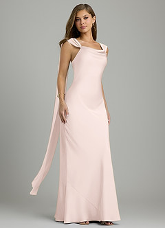 Azazie Kelsey Bridesmaid Dresses Blushing Pink Mermaid Stretch Satin Dress image3