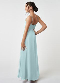 Azazie Collette Junior A-Linie Gestreift Chiffon Kleid Nebel image4