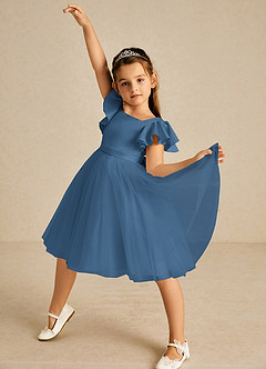 Azazie Kaeya Flower Girl Dresses Twilight A-Line Bow Tulle Dress image2