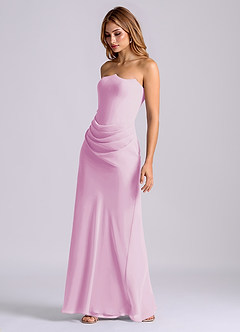 Azazie Debby Bridesmaid Dresses Candy Pink Mermaid Strapless Chiffon Dress image3