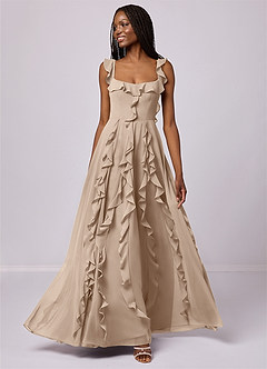 Barbie ♥ Azazie Bridesmaid Dresses Taupe A-Line with Pockets Chiffon Dress image1