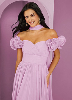 Barbie ♥ Azazie Jurken voor bruidsmeisjes Converteerbaar Jurk van Chiffon met A-Lijn Off the Shoulder Snoep Roze image17
