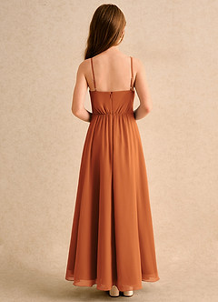 Azazie Twilight Dance Girls Formal Flower Girl Dresses Cinnamon A-Line Pleated Chiffon Dress image2