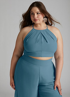 Azazie Kenzi Bridesmaid Dresses Bermuda Pleated Chiffon Jumpsuit image11