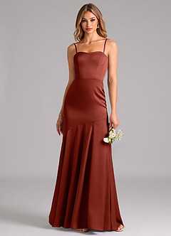 Azazie Shiloh Bridesmaid Dresses Terracotta Mermaid Strapless Stretch Satin Convertible Dress image2