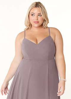 Azazie Clarissa Bridesmaid Dresses Dusk A-Line V-Neck Chiffon Dress image11