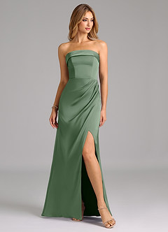 Azazie Aretha Bridesmaid Dresses Matcha A-Line Strapless Stretch Satin Convertible Dress image5