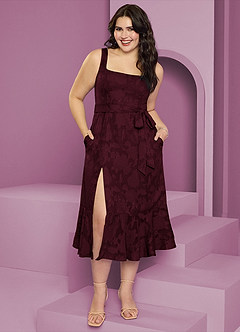 Barbie ♥ Azazie Bridesmaid Dresses Cabernet A-Line with Pockets Floral Burnout Dress image8