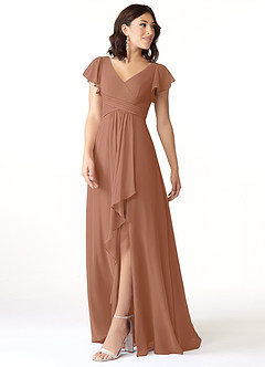 Azazie Omari Bridesmaid Dresses Bronzer A-Line Chiffon Dress image4