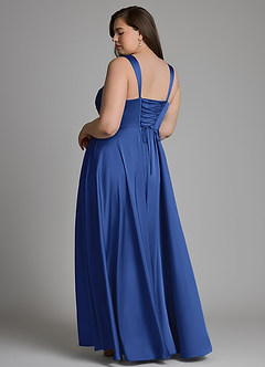 Azazie Azaria Vestidos de madrinha de casamento Vestido Royal Blue de Cetim elástico de Linha A com Corpete image8