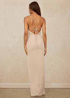 Christian Siriano Bridal for Azazie 1003 Bridesmaid Dresses Champagne Sheath One Shoulder Chiffon Dress image2