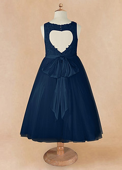 Azazie Calla Flower Girl Dresses Dark Navy Ball-Gown Lace Tulle Dress image8