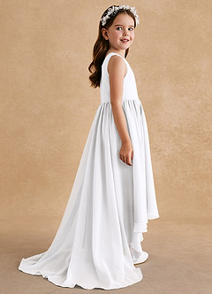 Azazie Pip Flower Girl Dresses White A-Line Sleeveless Chiffon Dress image4