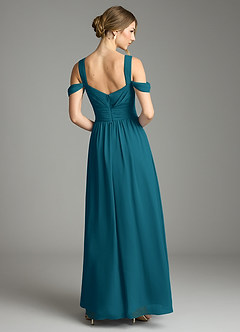 Azazie Lianne Bridesmaid Dresses Ink Blue A-Line Off the Shoulder Chiffon Dress image7