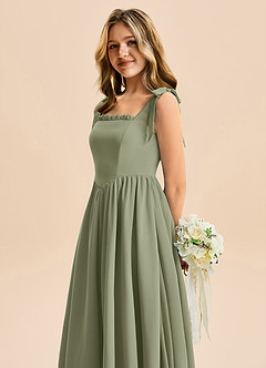 Azazie Delia Junior Abito A-Line in Chiffon Fiocco Pistacchio image7