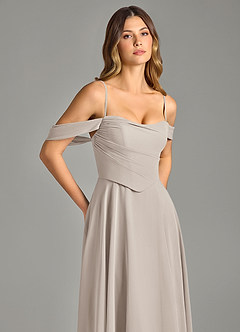 Azazie Chelsey Abiti da Damigella Abito Convertibile A-Line in Chiffon a Spalla Scoperta Gelo image2