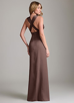 Azazie Cemion Bridesmaid Dresses Ganache A-Line Stretch Satin Dress image3