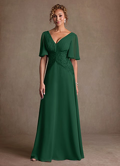 Azazie Milliat 신부의 어머니 드레스 A라인 레이스 쉬폰 플로어 길이 드레스 image4