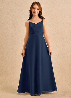 Azazie Hollie Girls Formal Schlussverkauf A-Linie Herzausschnitt Chiffon Kleid Dunkelmarine image4