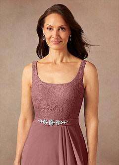 Azazie Ainsling Kleider für die Brautmutter A-Linie Quadratischer Ausschnitt Spitze Chiffon Kleid Wüstenrose image10