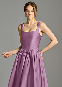 Azazie Verina Bridesmaid Dresses Wisteria A-Line Pleated Stretch Satin Dress image2