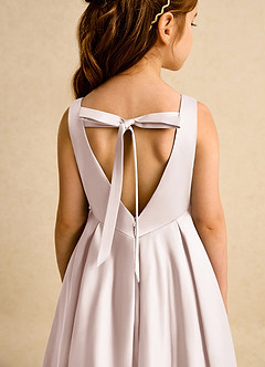 Azazie Pepper Flower Girl Dresses Rose Petal A-Line Pleated Matte Satin Dress image8