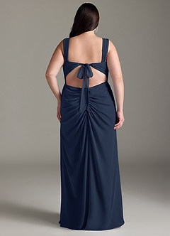 Azazie Jesaphine Brautjungfernkleider Etui Schleifen Chiffon Kleid Dunkelmarine image9