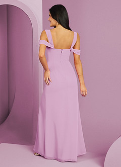Barbie ♥ Azazie Jurken voor bruidsmeisjes Jurk van Chiffon met A-Lijn Off the Shoulder Snoep Roze image13