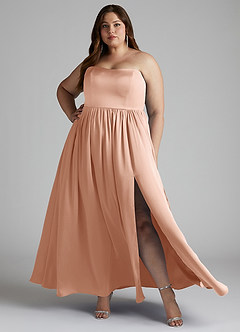 Azazie Morana Bridesmaid Dresses Rose Gold A-Line Off the Shoulder Stretch Satin Convertible Dress image11